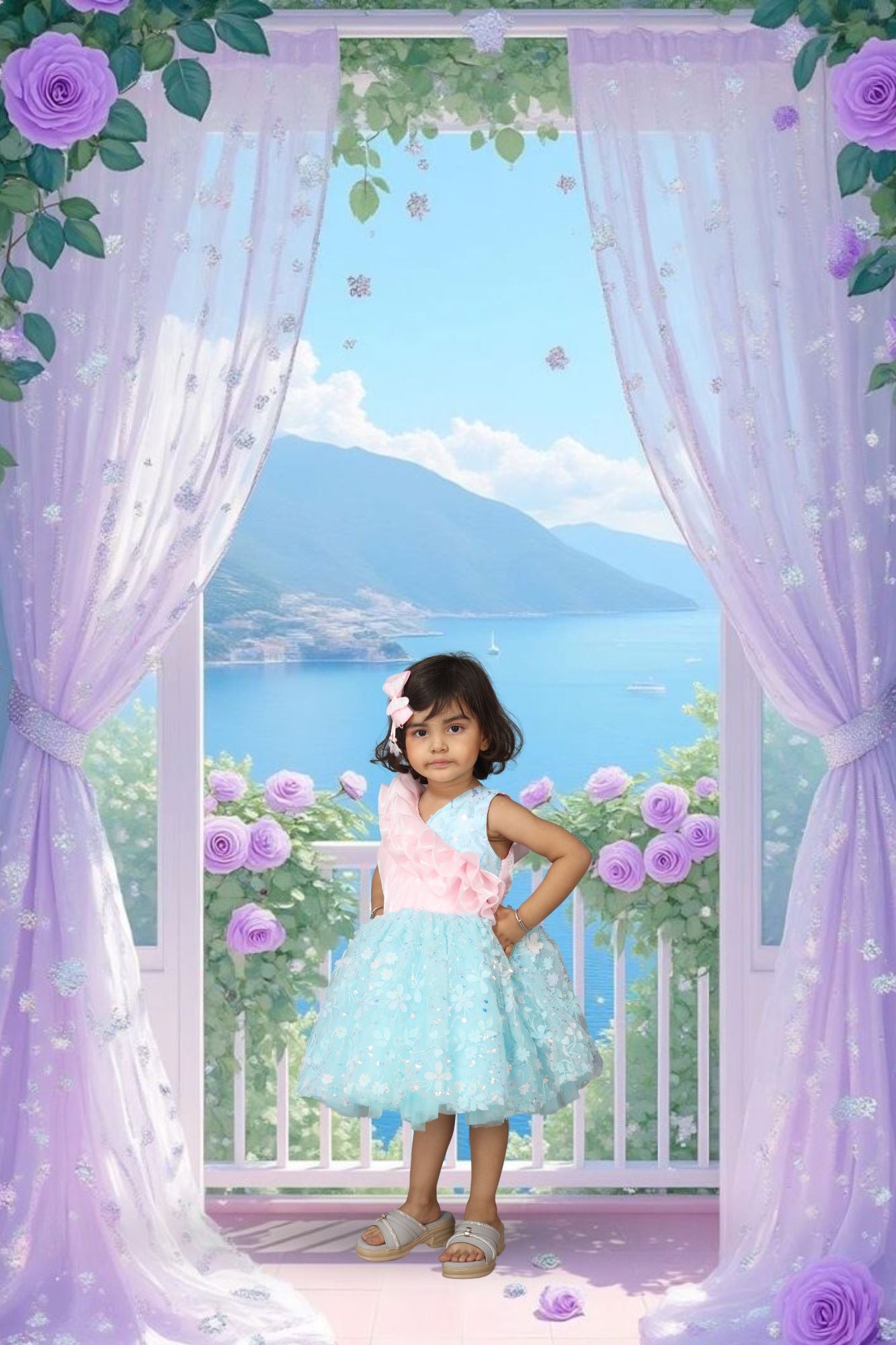Fancy Net Frock with Embroidery & Japan Tissue Bodice