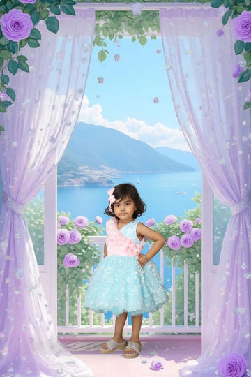 Fancy Net Frock with Embroidery & Japan Tissue Bodice
