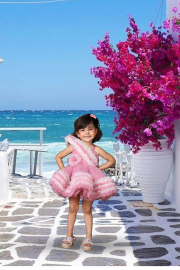 Net Dress with Fancy Fabric Elegant Party Wear