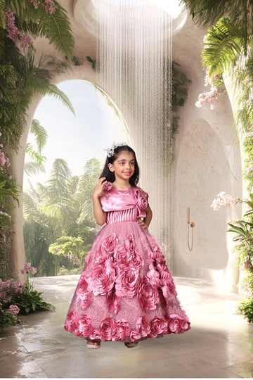 Tissue Dress with Heavy Ribbon Work & Net
