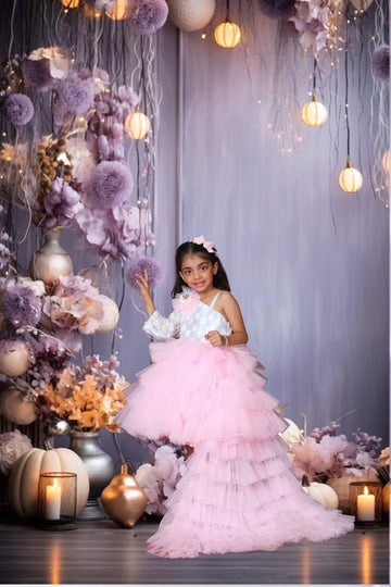 Fancy Imported Fabric Dress with Heavy Net