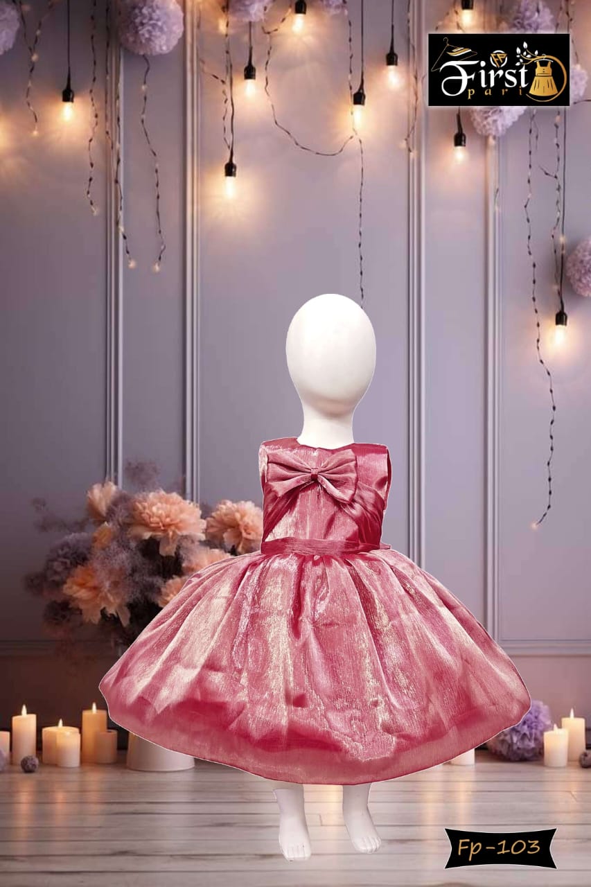Princess Party Frock for Girls – Shimmer Finish with Statement Bow